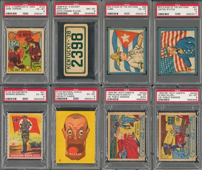 1930s Assorted Brands "R"-Gum Cards Non-Sports PSA-Graded Collection (8 Different)